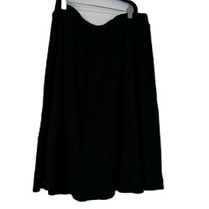 Story womans black ribbed casual classic aline skirt midi elastic waist work fun